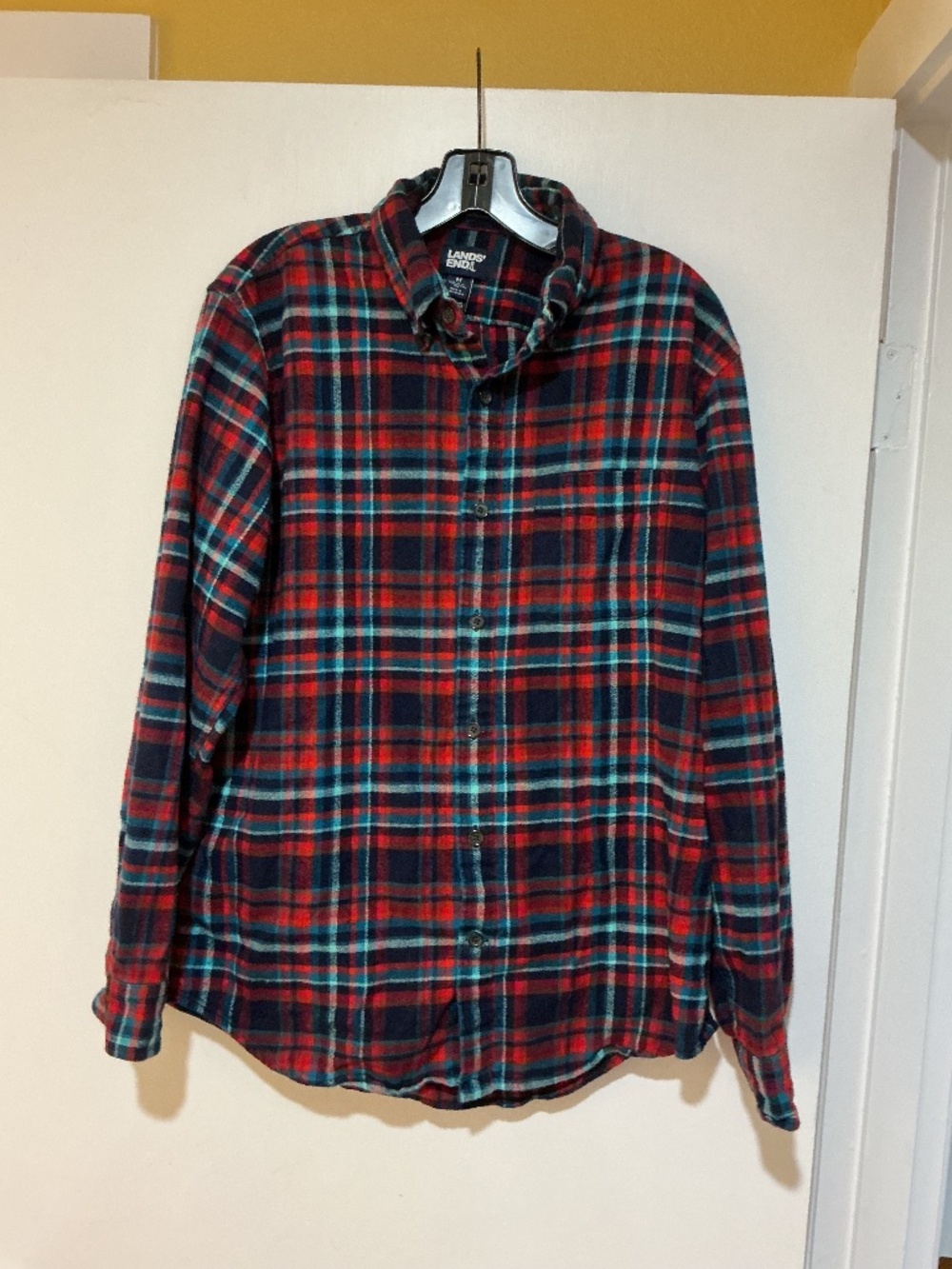 Men’s Lands End Plaid Flannel Shirt M